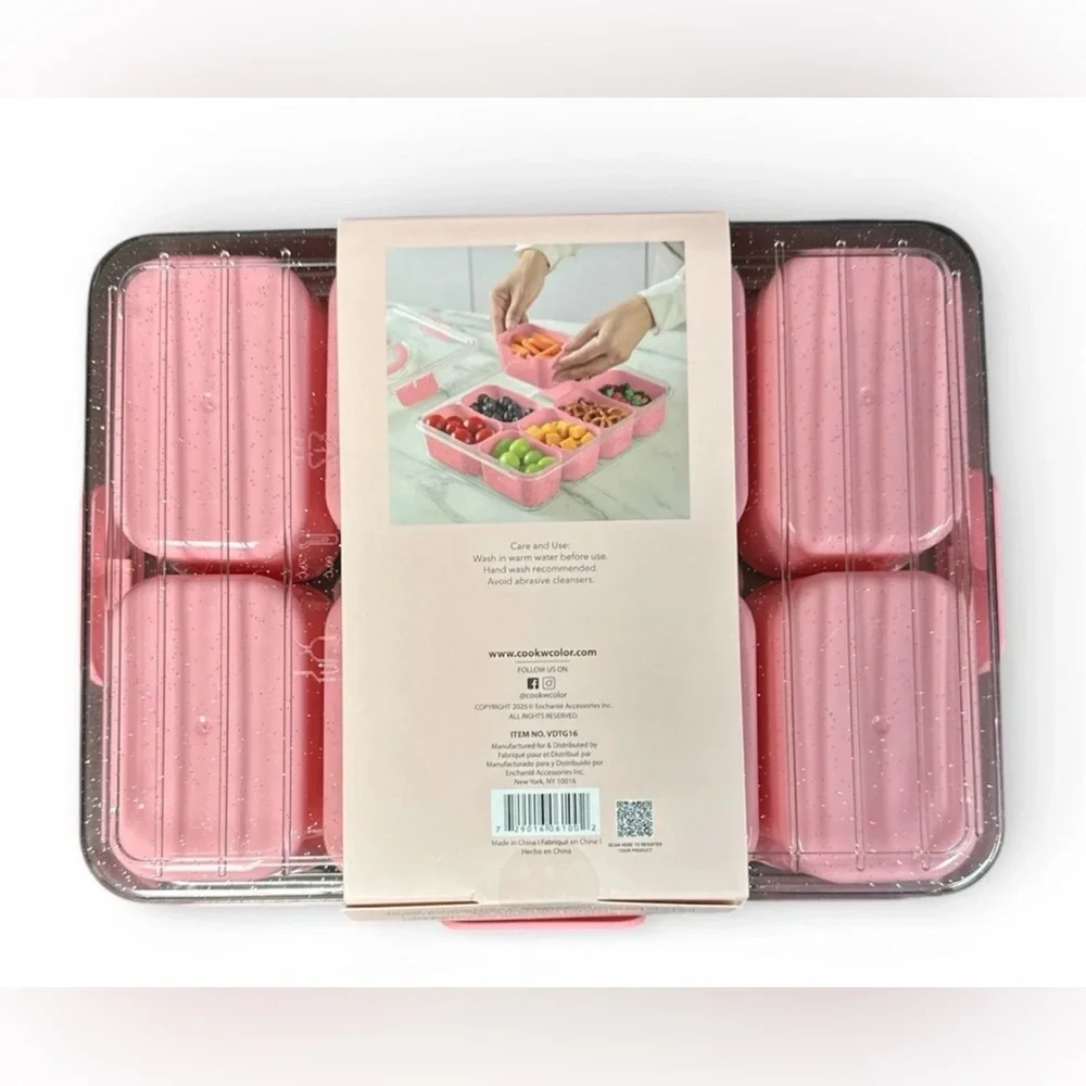 Cook With Color Sparkle with Lid Snack Box Food Storage Container Pink New!